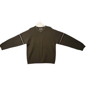 Abercrombie & Fitch 100% Shetland Wool V-Neck Sweater Mens XL Gray Long Sleeve